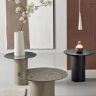 Mesa de centro com base metálica e tampo de espelho ou vidro de Ø45 cm - Flaminia Viadurini