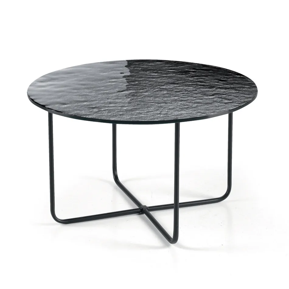 Mesa de centro com espelho e tampo de cerâmica com efeito mármore, fabricada na Itália - Giusta Viadurini