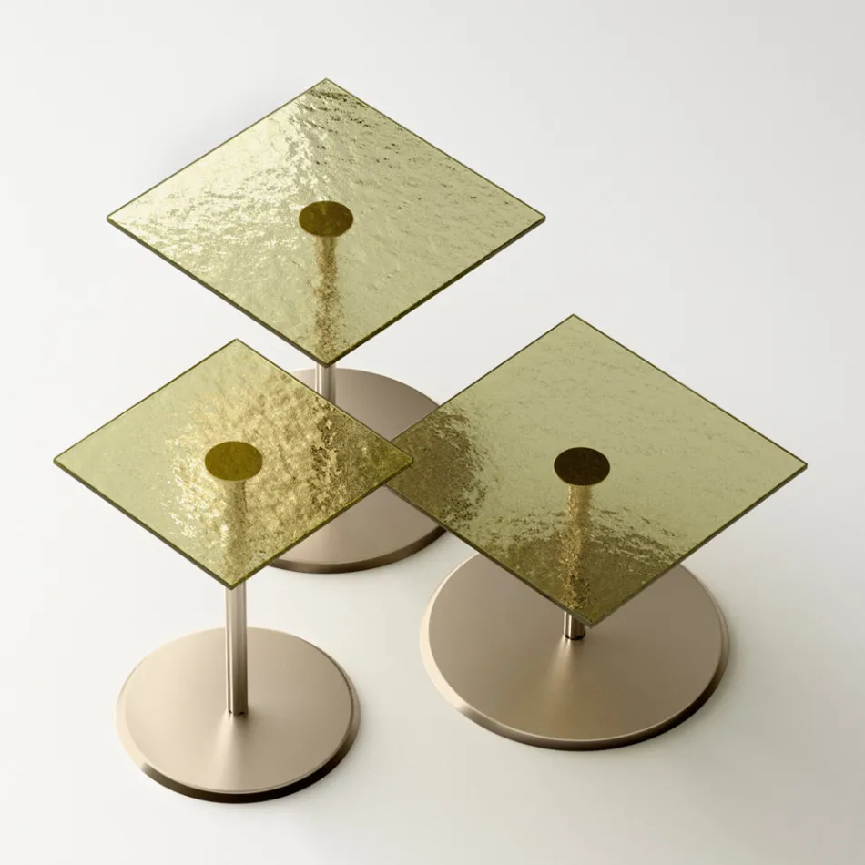 Mesa de centro com vidro quadrado ou tampo de metal fabricado na Itália - Anakin Viadurini