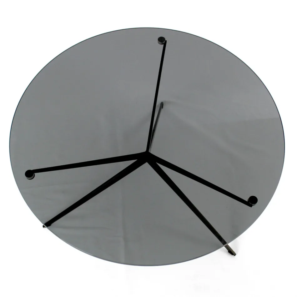 Mesa de centro com tampo redondo em vidro fabricado na Itália - Siste Viadurini