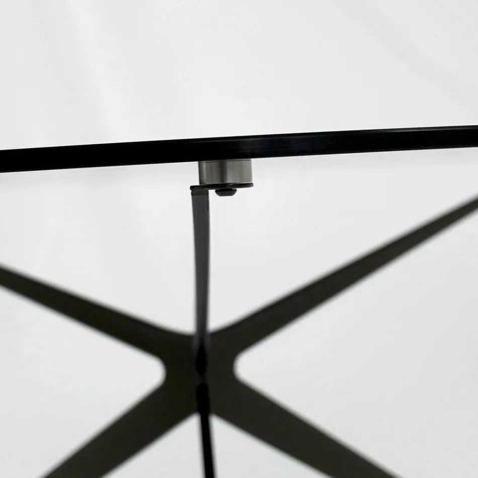 Mesa de centro com tampo redondo em vidro fabricado na Itália - Siste Viadurini