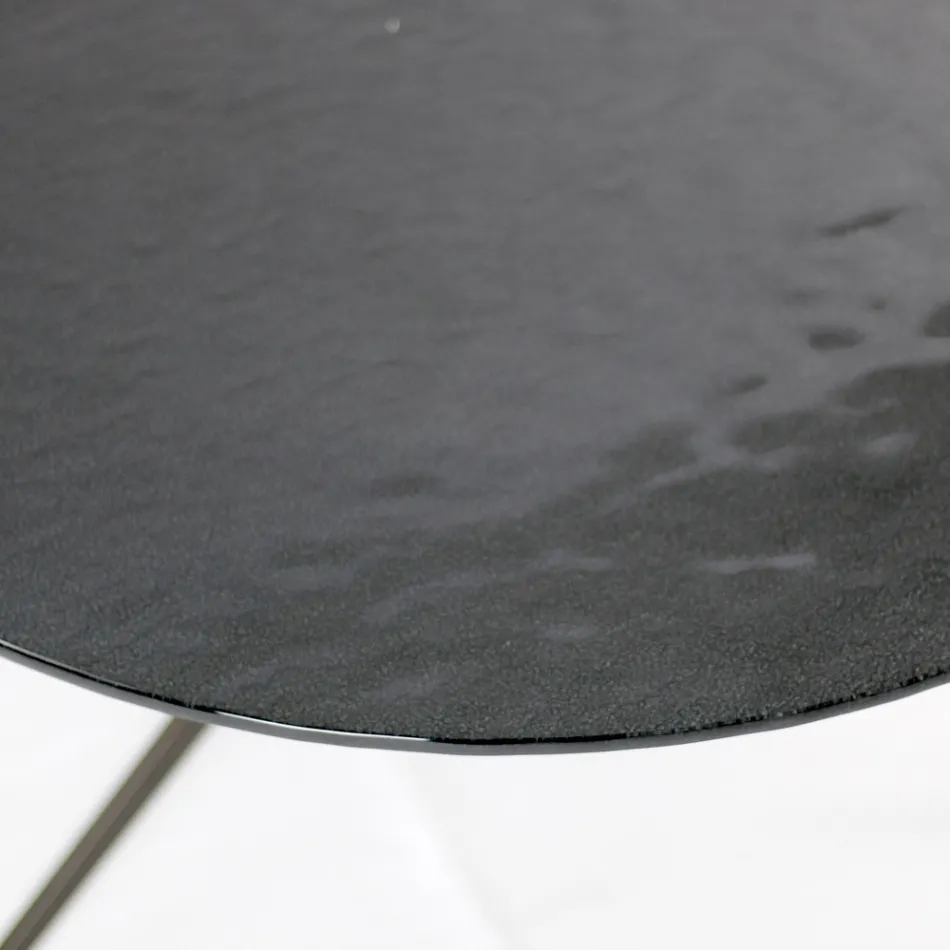 Mesa de centro com tampo redondo em vidro fabricado na Itália - Siste Viadurini