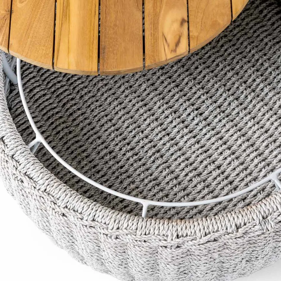 Mesa Container de Jardim em Teca e Teca de Corda - Arjuna Viadurini