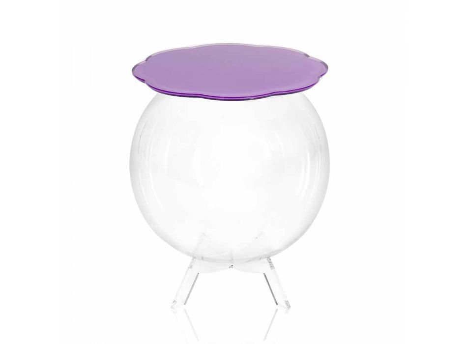 Biffy rodada mesa de centro / cor lavanda recipiente, design moderno Viadurini