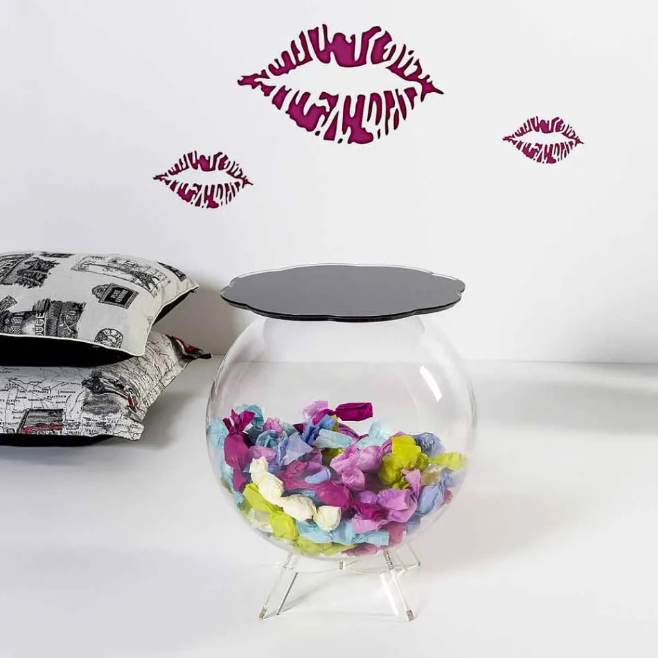 Biffy mesa de centro redonda preta / container, design moderno made in Italy Viadurini