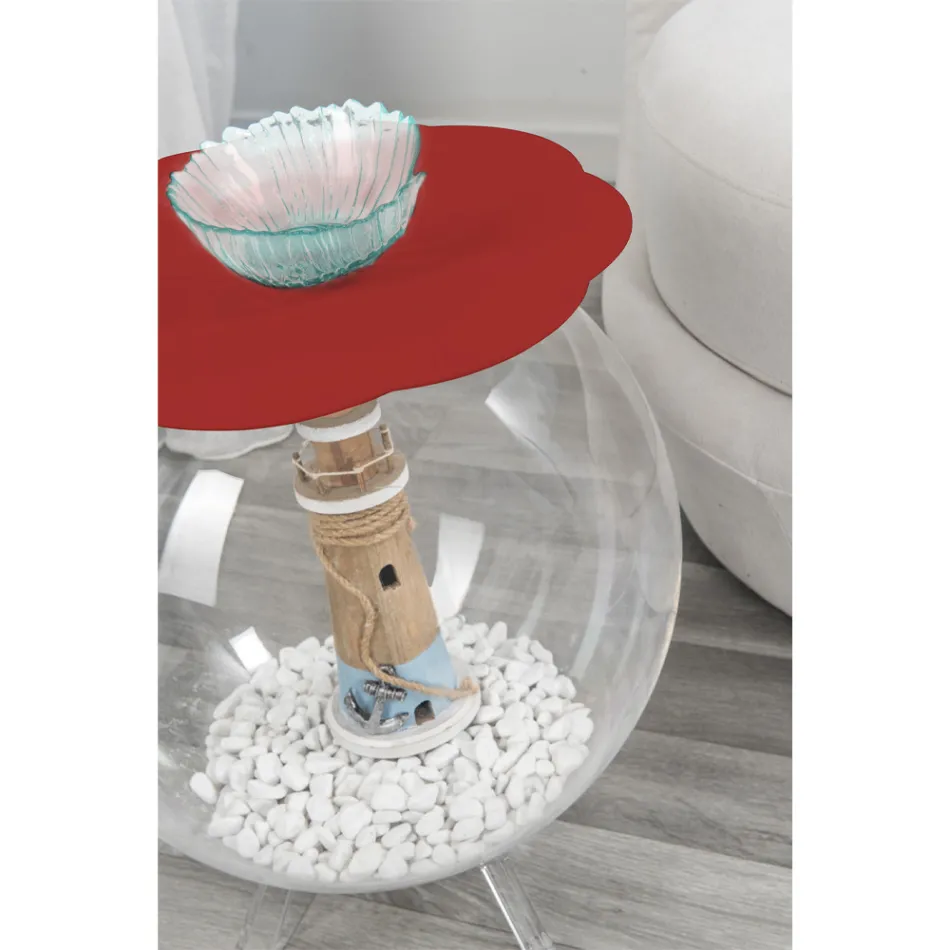 Mesa de centro/recipiente redondo vermelho Biffy, design moderno feito na Itália Viadurini