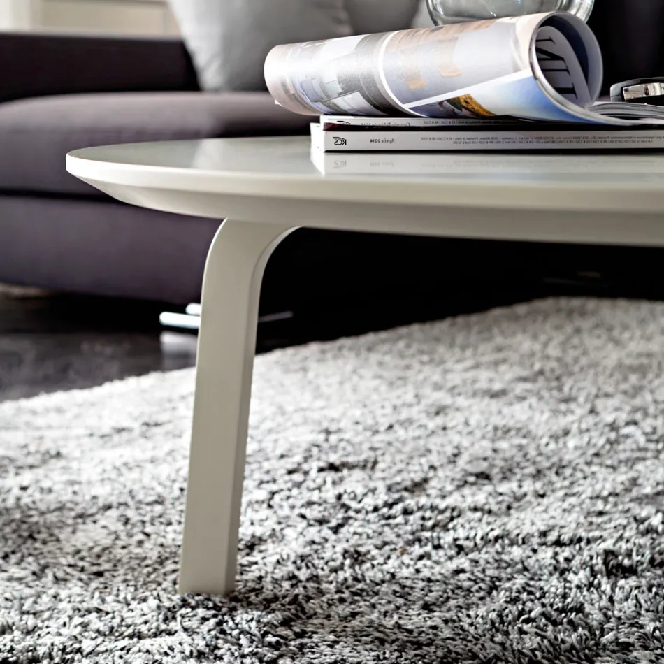 Mesa de centro com tampo redondo em Mdf lacado Made in Italy - Tobiko Viadurini