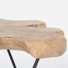 Mesa de centro para sala de estar em aço preto e madeira teca natural - Perlana Viadurini