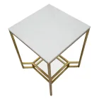 Mesa de centro Golden Square em Ferro, Resina Branca e Vidro - Tóquio Viadurini