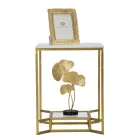 Mesa de centro Golden Square em Ferro, Resina Branca e Vidro - Tóquio Viadurini