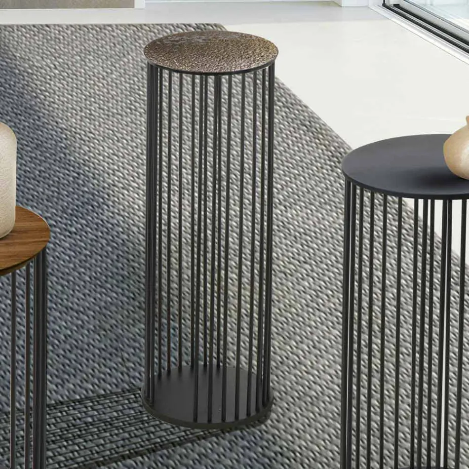 Mesa de Centro em Cristal Forjado e Metal Fabricado na Itália - Montebianco Viadurini