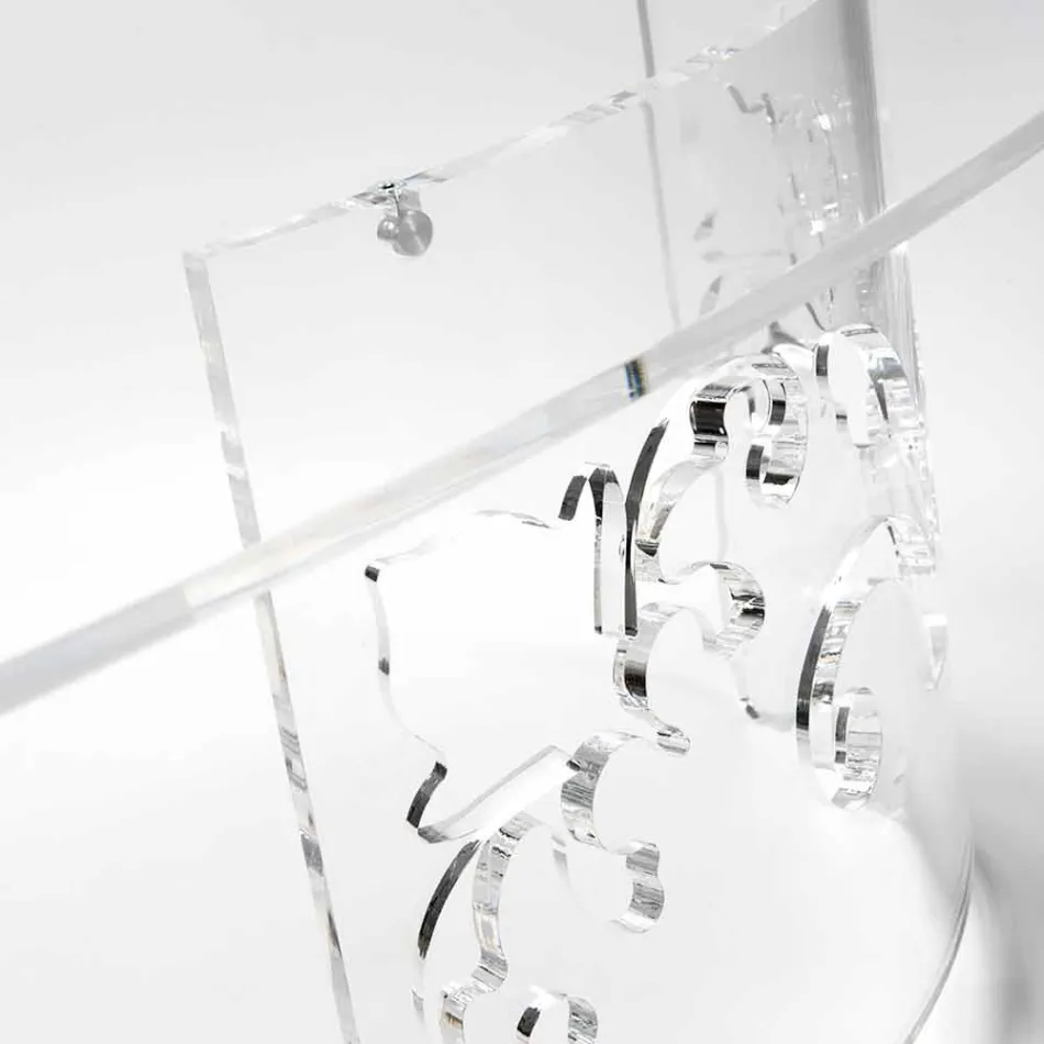 Mesa de Centro em Plexiglass Fumado ou Transparente com Base Decorada - Crasso Viadurini