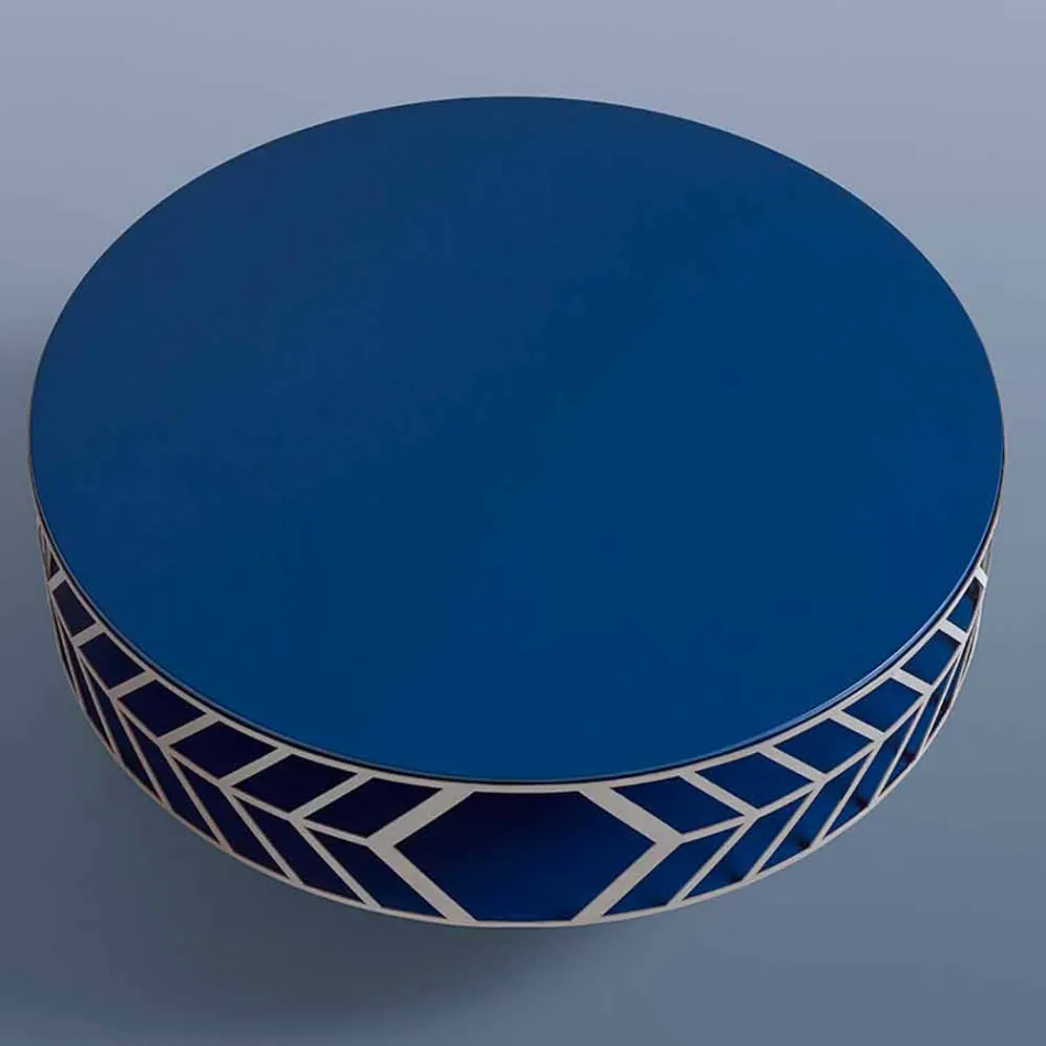 Mesa de centro moderna de design baixo azul ou cor de vinho com anel - Lok Viadurini