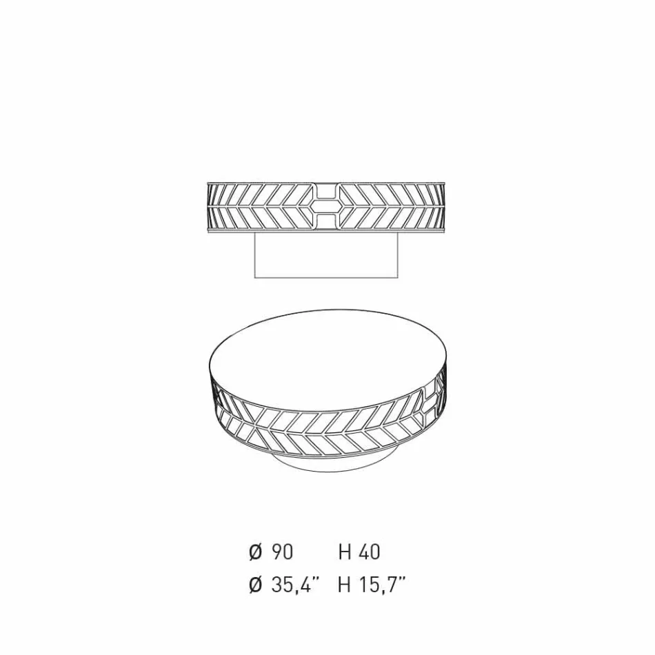 Mesa de centro moderna de design baixo azul ou cor de vinho com anel - Lok Viadurini