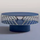 Mesa de centro moderna de design baixo azul ou cor de vinho com anel - Lok Viadurini
