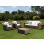 Mesa de centro de jardim em vime sintético tecido - Yves Viadurini