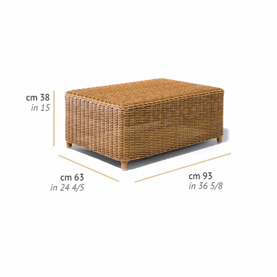 Mesa de centro de jardim em vime sintético tecido - Yves Viadurini