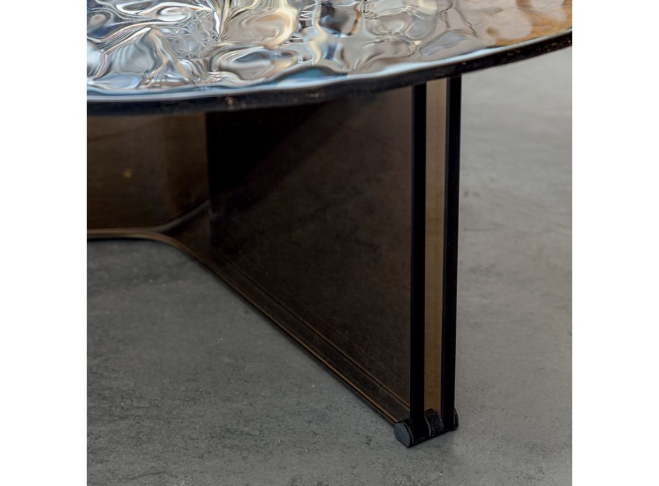 Mesa de centro redonda de vidro para sala Design 3 tamanhos - Imolao Viadurini