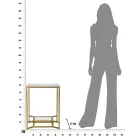 Mesa de centro quadrada em ferro dourado, resina branca e vidro - Tóquio Viadurini