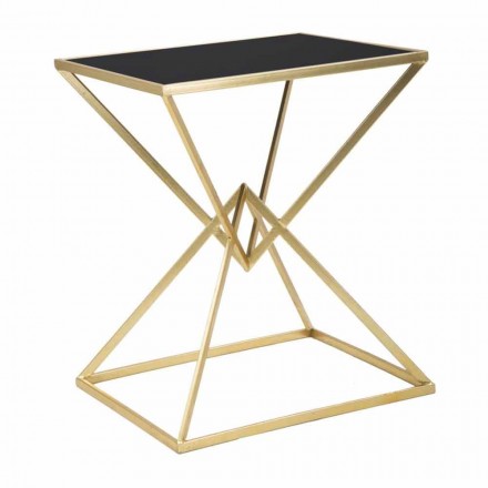 Mesa de centro de design retangular em ferro e vidro - Rosie Viadurini