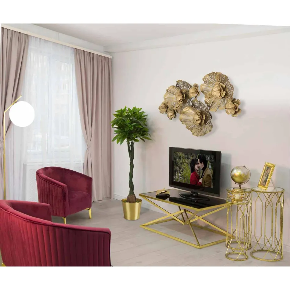 Mesa de centro retangular de design moderno em ferro e vidro - Maggie Viadurini