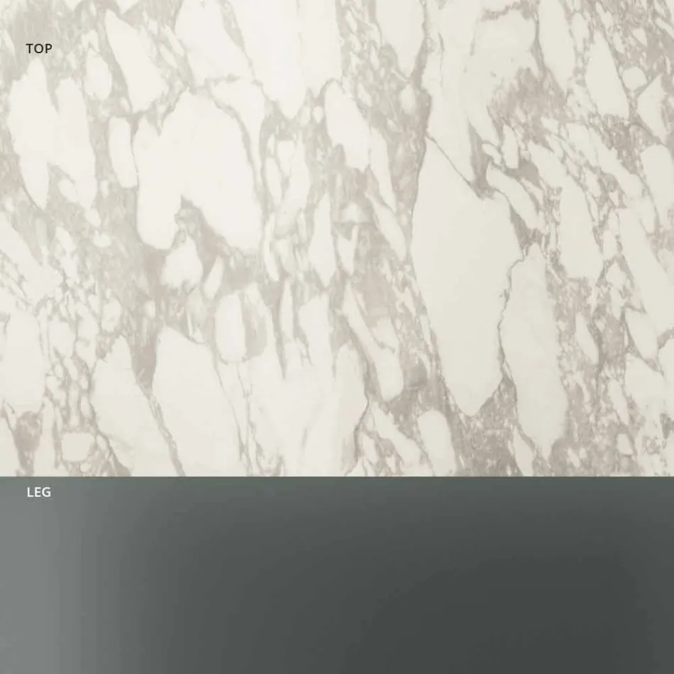 Mesa de centro redonda com tampo de cerâmica e pernas de vidro fumê - Aleatória Viadurini