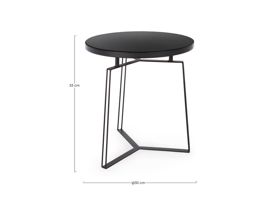 Mesa de centro redonda em aço preto e vidro top 2 tamanhos - Zanzino Viadurini
