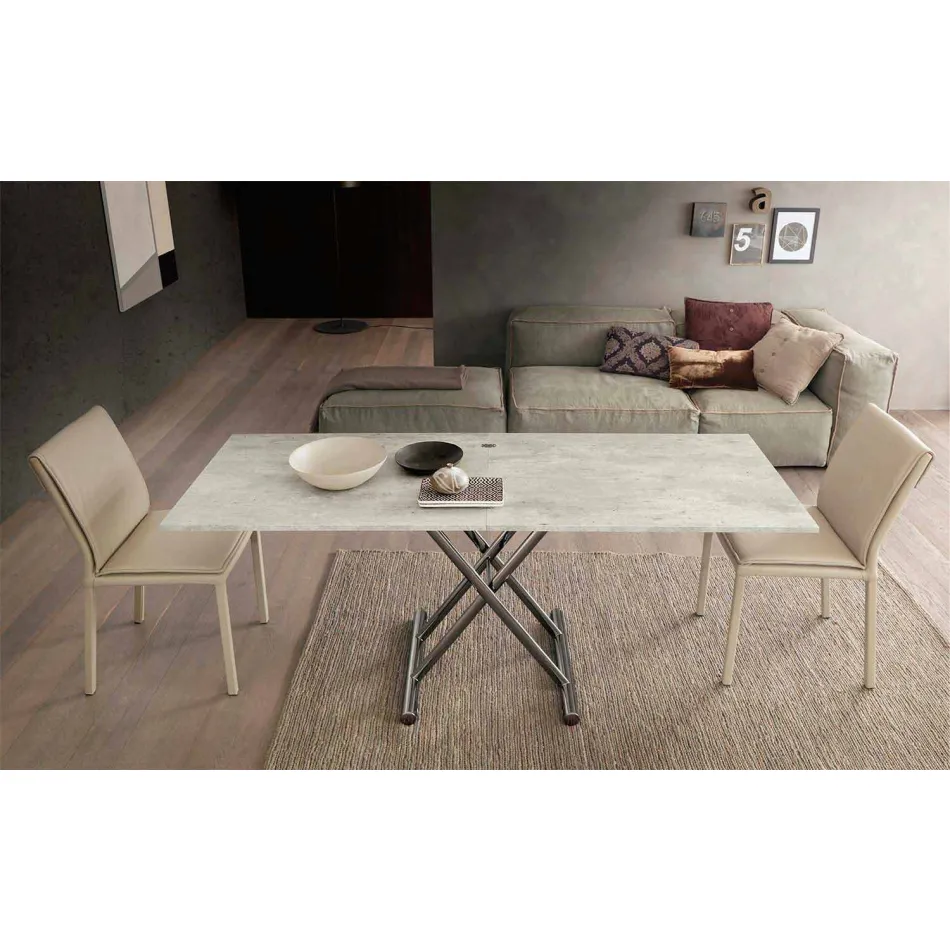 Mesa de centro transformável moderna em madeira e metal made in Italy - Gabri Viadurini