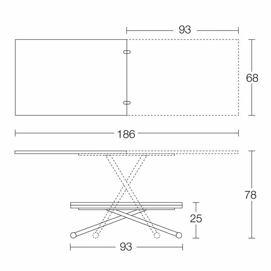 Mesa de centro transformável moderna em madeira e metal made in Italy - Gabri Viadurini