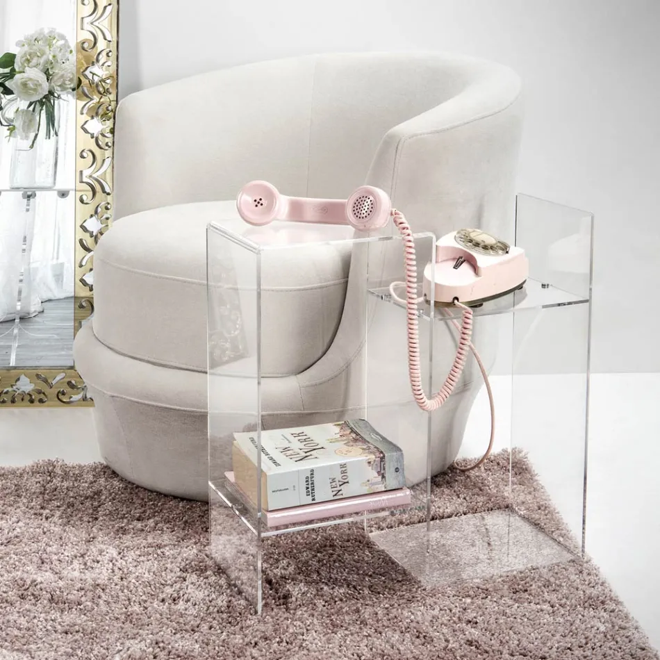 Mesa de Sofá em Plexiglass Transparente ou Fume Fabricado na Itália - Janne Viadurini