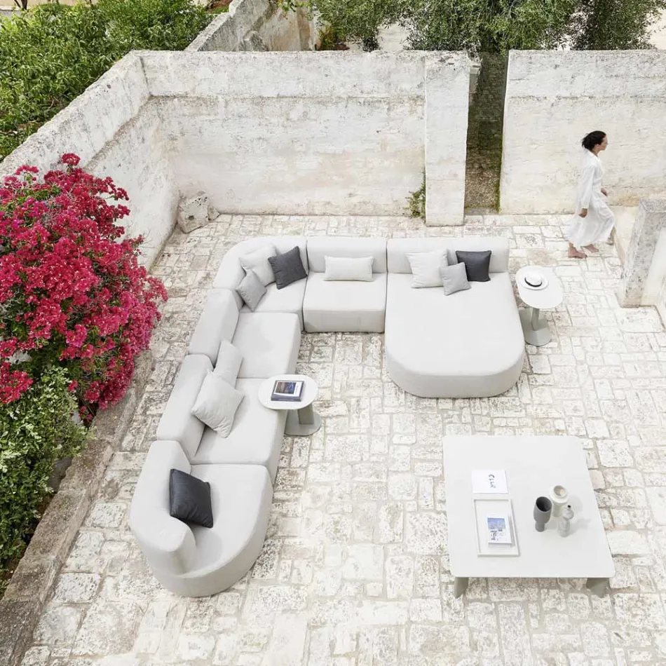 Mesa de centro externa de alumínio e aço fabricada na Itália - Plinto by Varaschin Viadurini