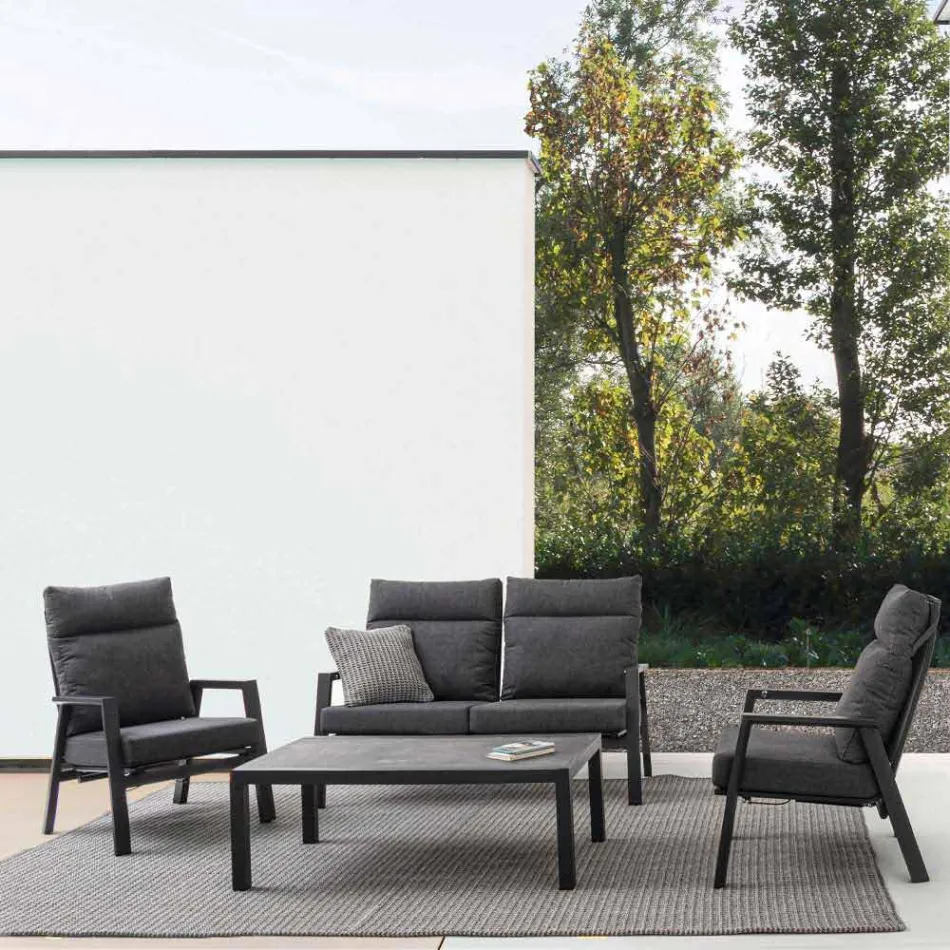 Mesa de centro externa com base de alumínio e tampo de cerâmica - Maino Viadurini