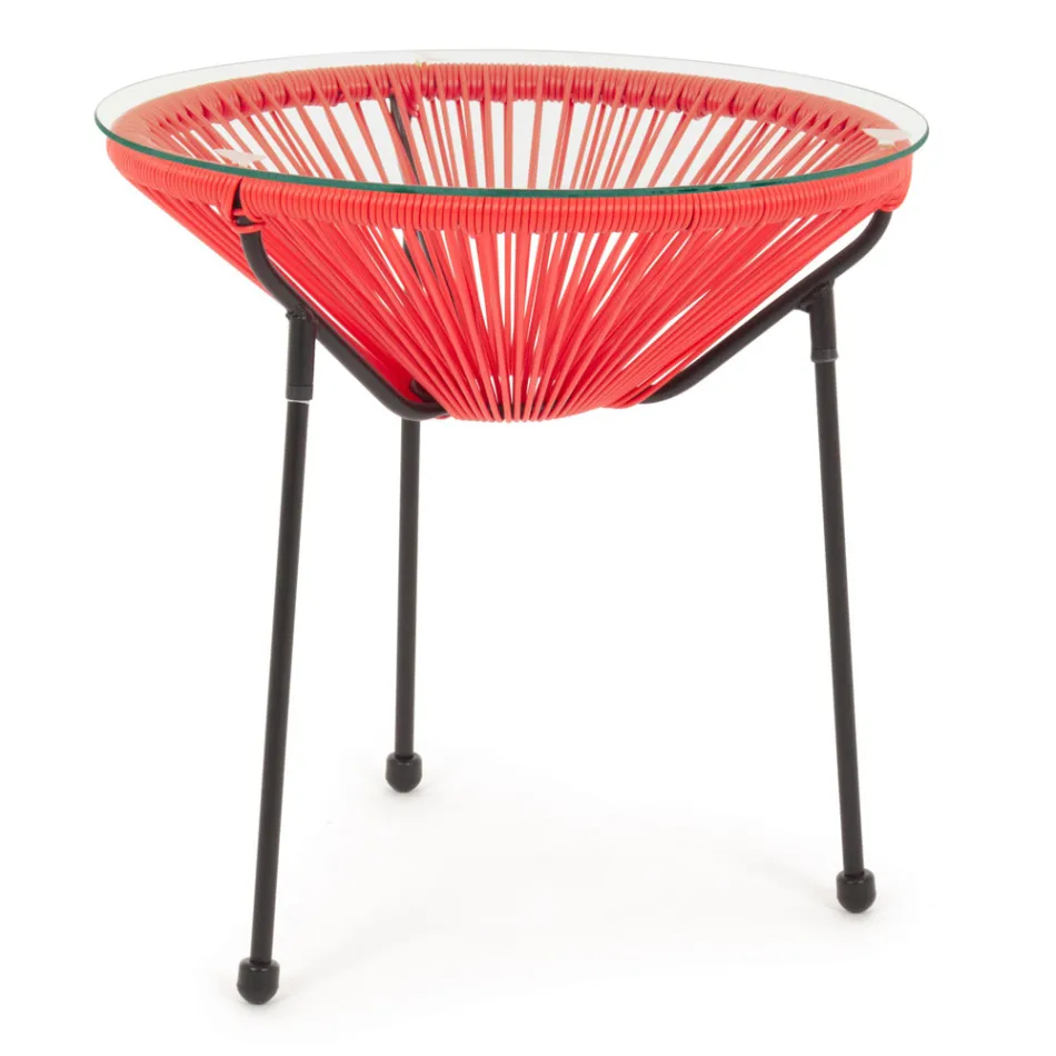 Mesa de centro externa em aço com tampo de vidro de design - Spumolizia Viadurini