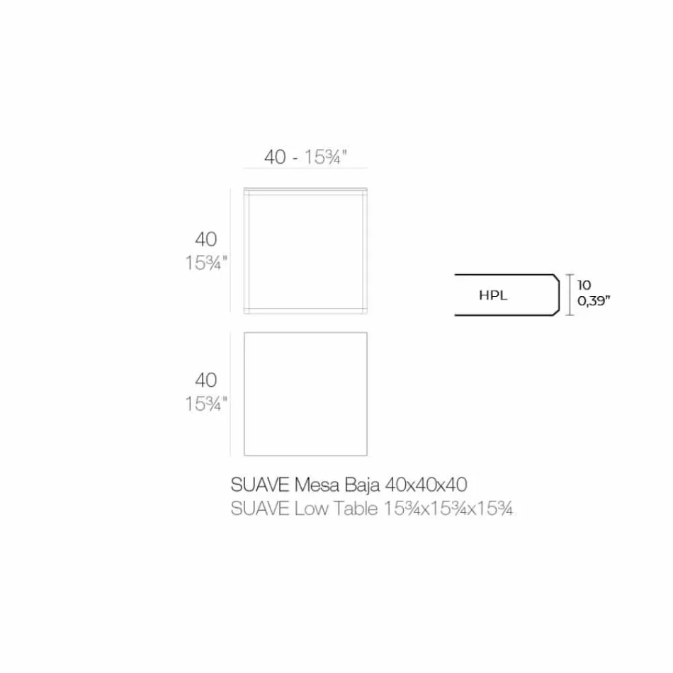Mesa de centro externa em alumínio e laminado preto quadrado - Suave by Vondom Viadurini