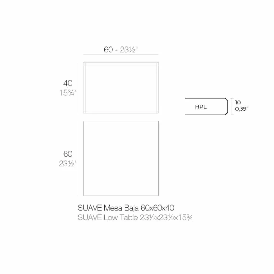 Mesa de centro externa em alumínio e laminado preto quadrado - Suave by Vondom Viadurini