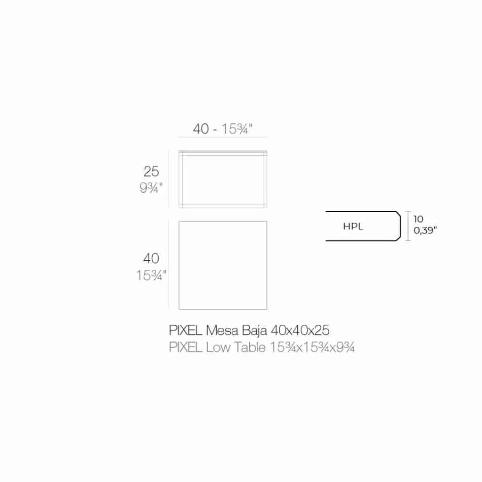 Mesa de centro externa em alumínio e laminado preto quadrado - Suave by Vondom Viadurini