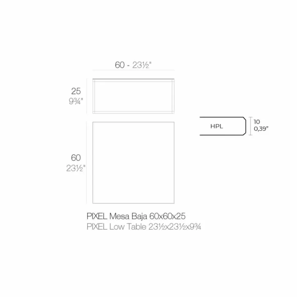 Mesa de centro externa em alumínio e laminado preto quadrado - Suave by Vondom Viadurini