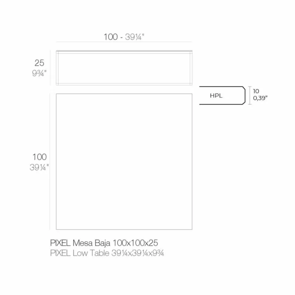 Mesa de centro externa em alumínio e laminado preto quadrado - Suave by Vondom Viadurini