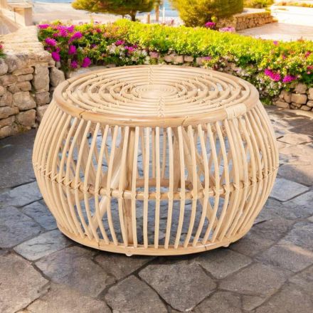Mesa de centro ao ar livre em rattan natural tecido totalmente à mão - Bellaria Viadurini