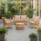Mesa de centro ao ar livre em rattan natural tecido totalmente à mão - Bellaria Viadurini