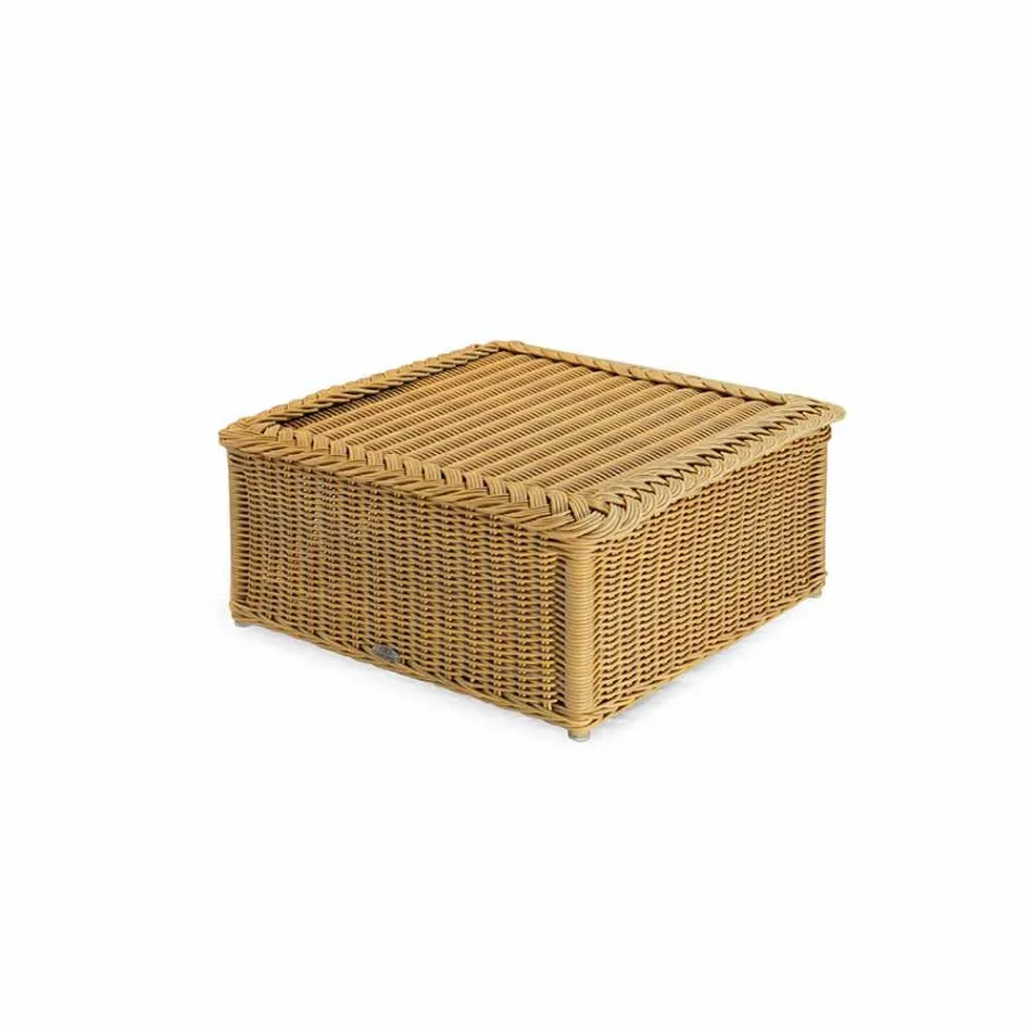 Mesa para exterior feita inteiramente de polietileno trançado mão Matt Viadurini