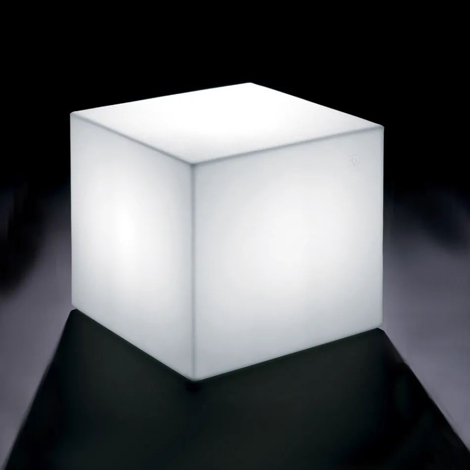 Derti - Mesa de exterior iluminada em polietileno perolado, fabricada na Itália. Viadurini