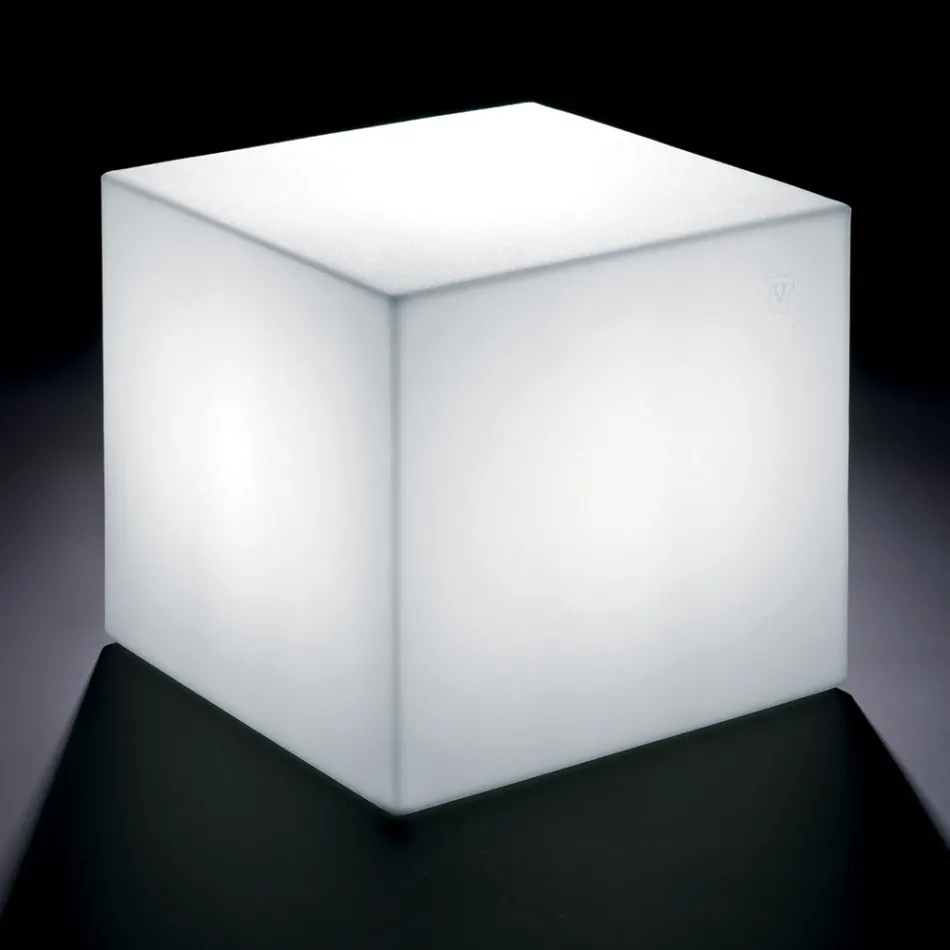 Derti - Mesa de exterior iluminada em polietileno perolado, fabricada na Itália. Viadurini