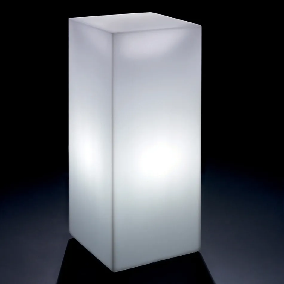 Derti - Mesa de exterior iluminada em polietileno perolado, fabricada na Itália. Viadurini