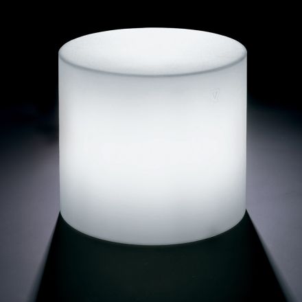 Derti - Mesa de exterior iluminada em polietileno perolado, fabricada na Itália. Viadurini