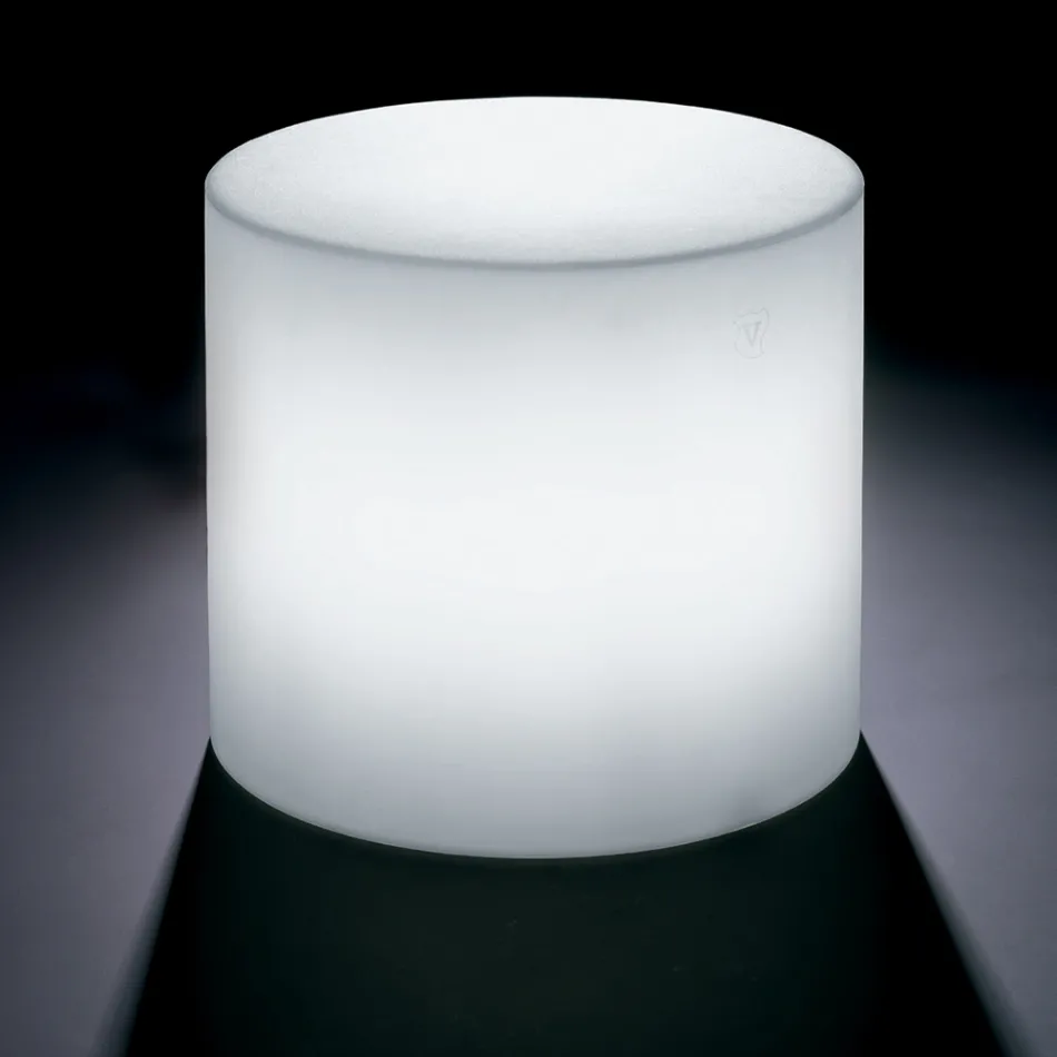 Derti - Mesa de exterior iluminada em polietileno perolado, fabricada na Itália. Viadurini