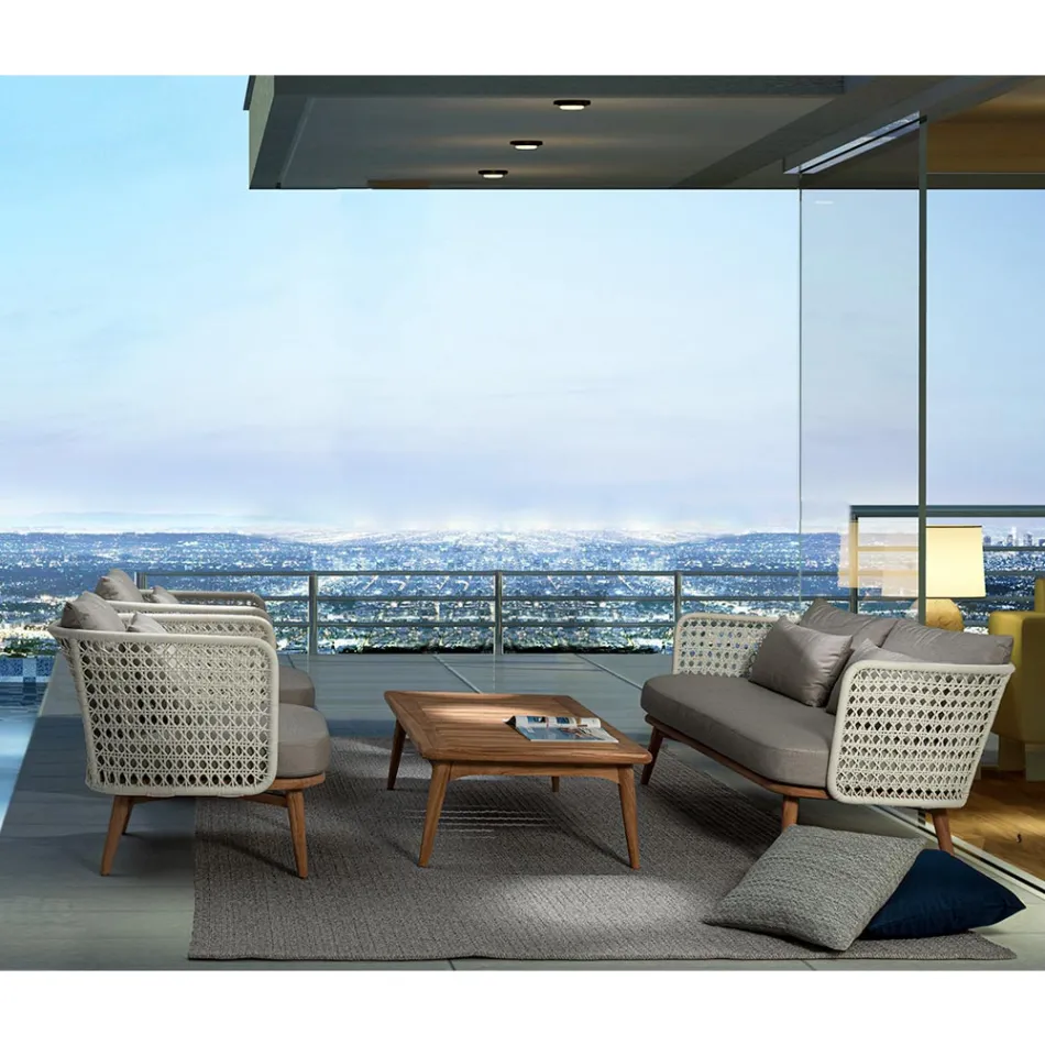 Mesa de exterior para homem, madeira de teca moderna - Luanaedmea Viadurini