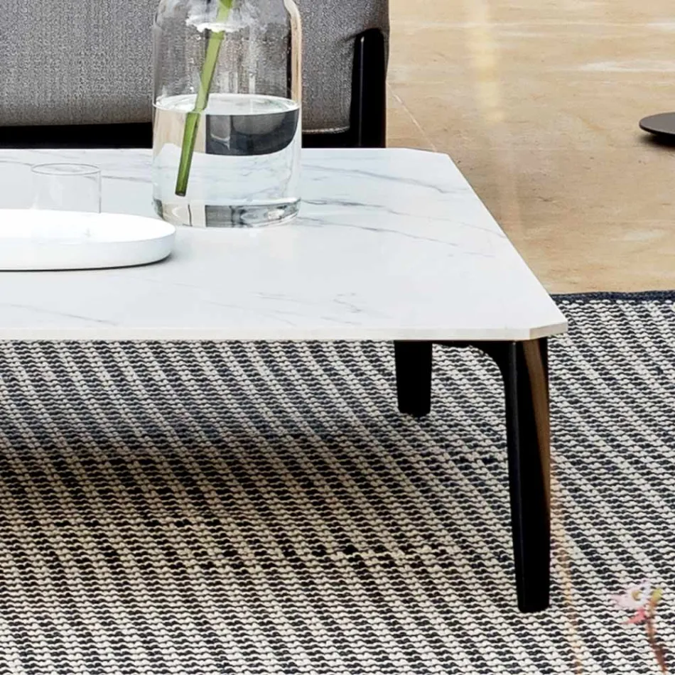 Mesa de centro externa quadrada em alumínio e grés de alta qualidade - Filomena Viadurini