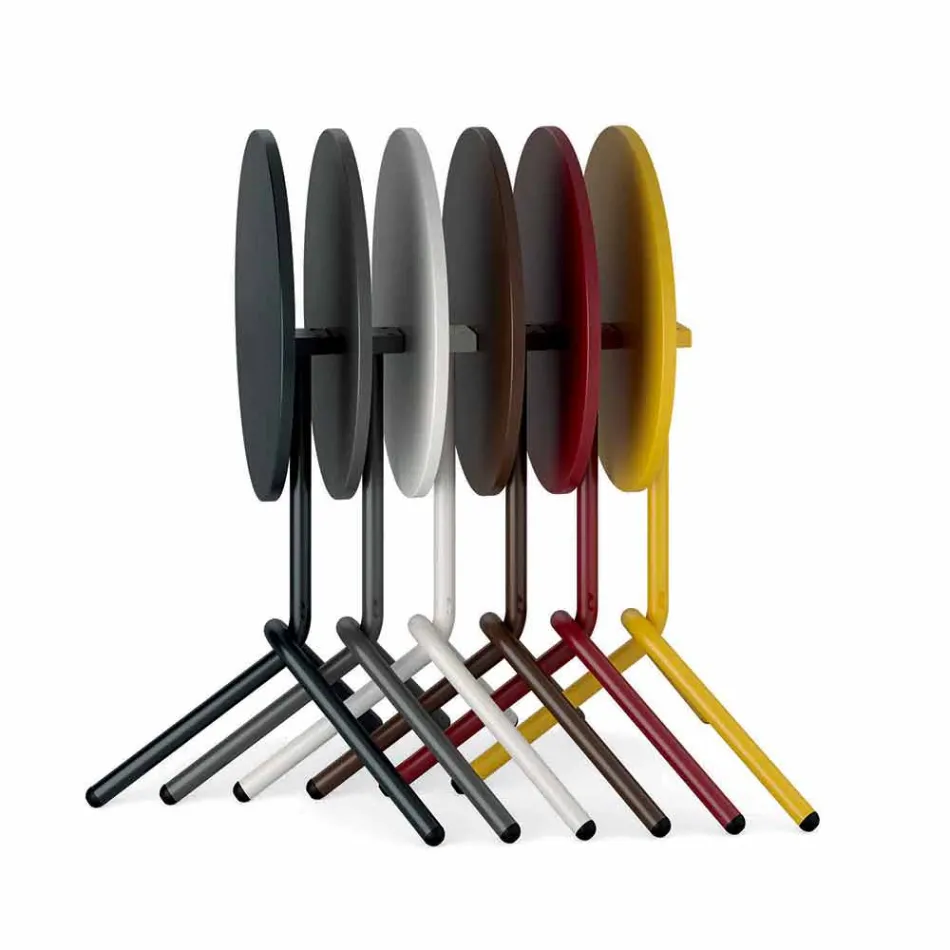 Mesa redonda de metal para exterior e chapa de metal fabricada em Itália - Alberic Viadurini