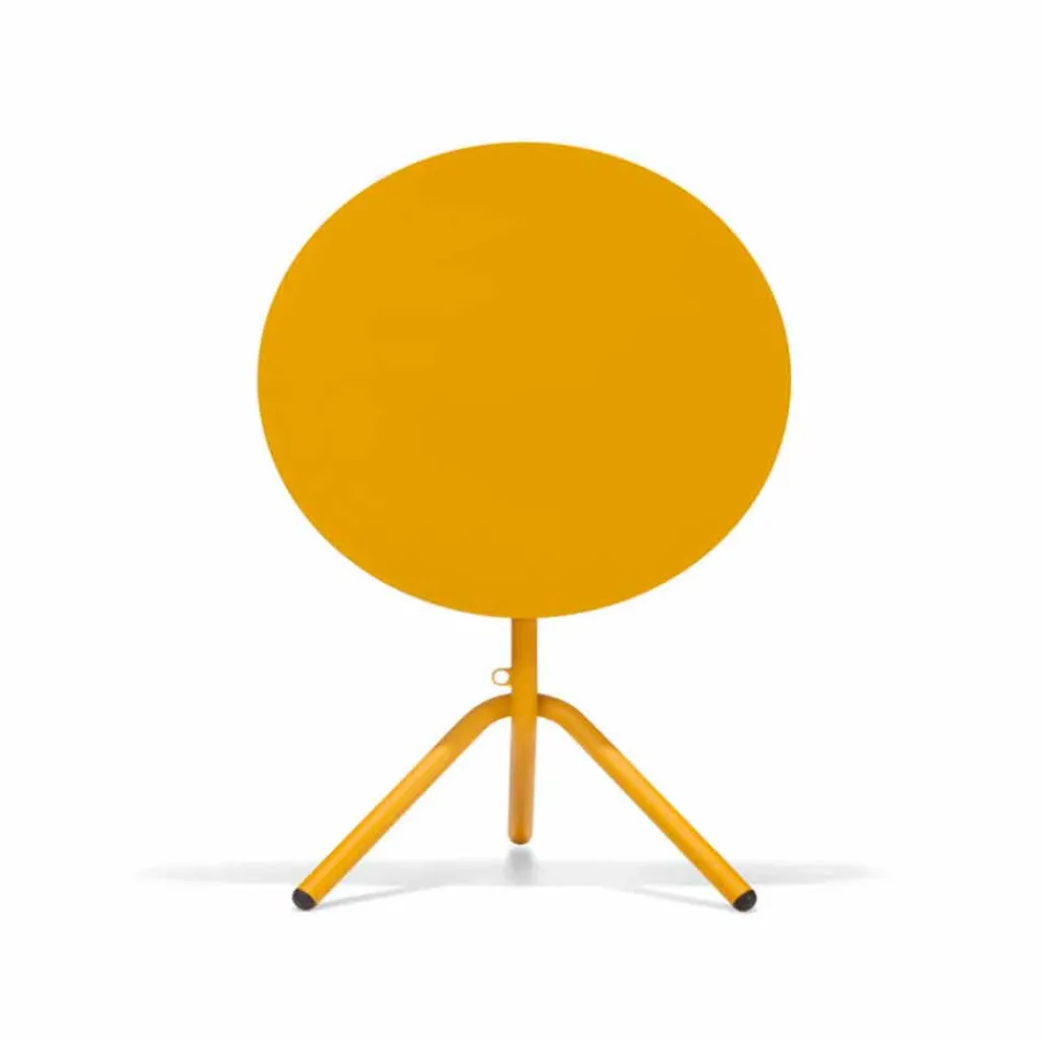 Mesa redonda de metal para exterior e chapa de metal fabricada em Itália - Alberic Viadurini